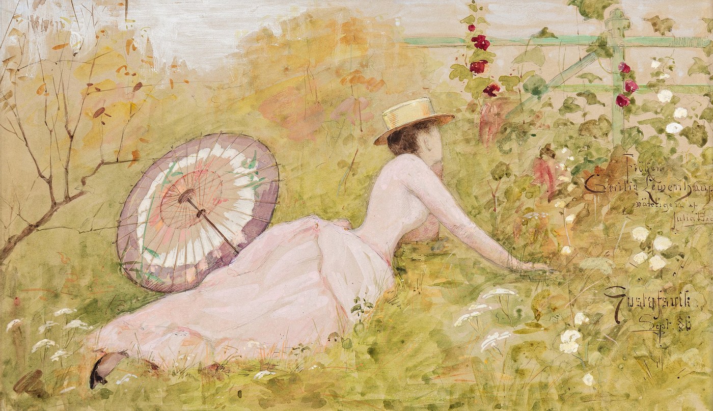 Julia Beck, Portrait of Cecilia Lewenhaupt (1886), oil on canvas, a poised young woman rendered in warm tonal realism against a dark ground.