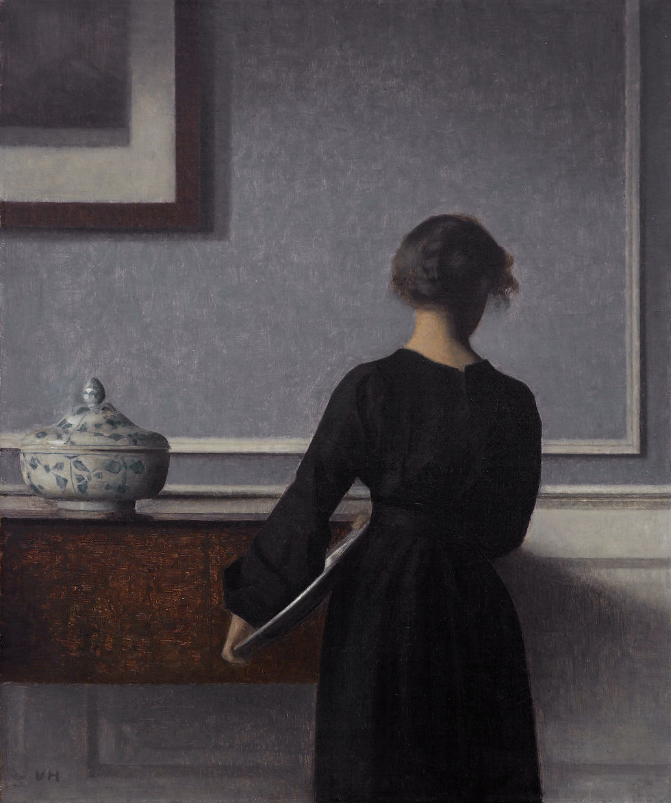 Interior with Young Woman from Behind by Vilhelm Hammershoi, 1904