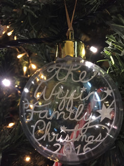 'Custom personalised family name christmas bauble'