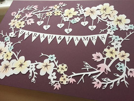 'Custom Wedding/Anniversary flower frame papercut'