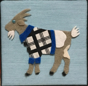 Grey Goat with Striped Coat