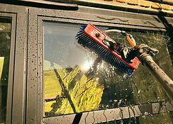 window cleaning is done by water fed pole in combination ultra pure water for the best cleaning result