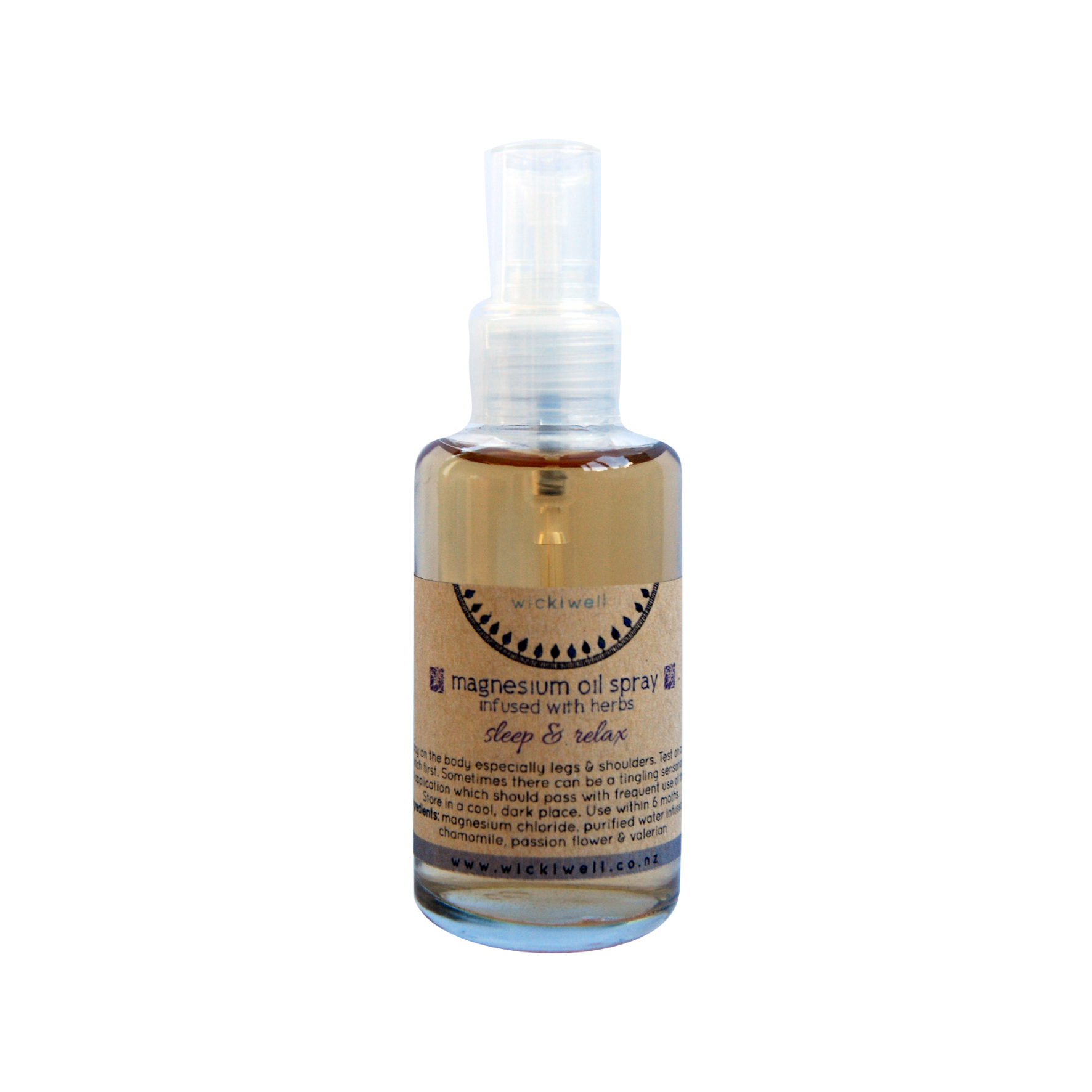 Magnesium Oil Spray Infused With Herbs 100ml Wickiwell