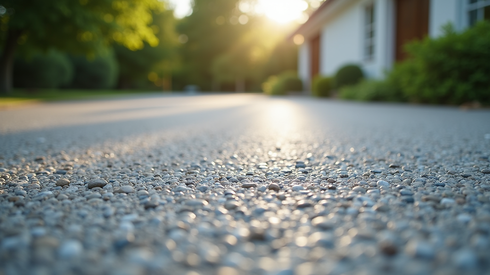 Close-up view of a smooth resin driveway surface with small stones