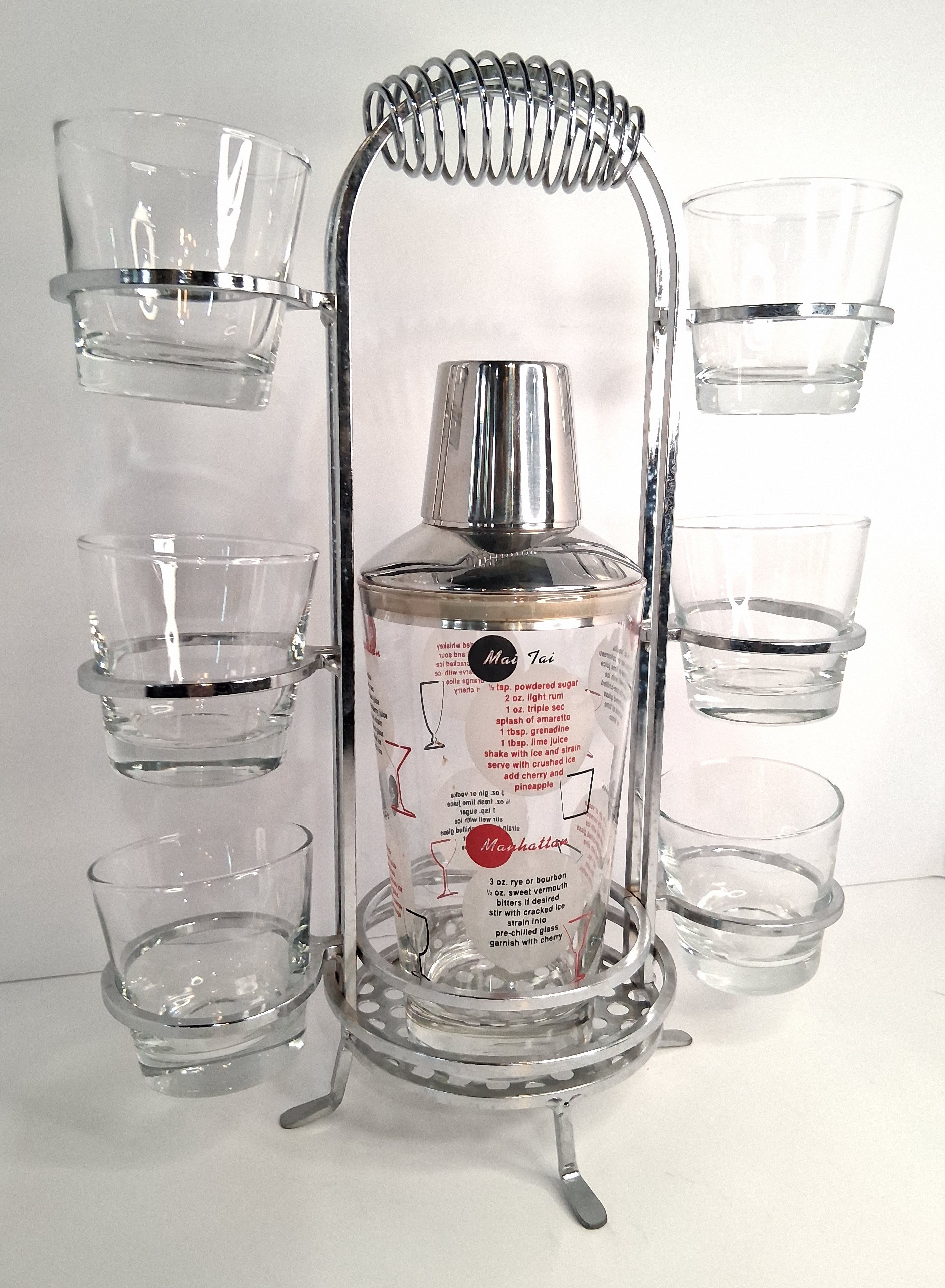 Mid-Century Moder Cocktail Shaker and Glass Set