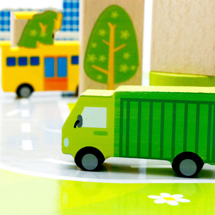 Thumbnail: 62-Piece City Traffic Wooden Building Blocks Set