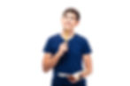Thoughtful male student holding book and looking up isolated on a white background