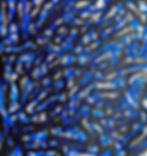 Love Language Series Abstract Artwork  on canvas  in  Black, Blue and White By Contemporary Artist Joseph Daniel MCCLOZKEY, in acrylic paint on canvas, completed in White custom shadow box framing. Large Scale Abstract Artwork.