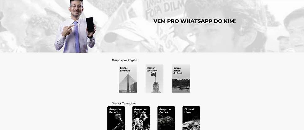 Grupos segmentados de WhatsApp mantidos pelo deputado federal Kim Kataguiri, de São Paulo, são usados para coordenar ações e distribuir conteúdos do movimento e do mandato.