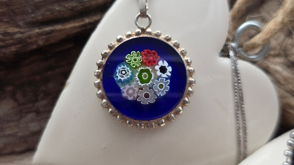Millefleurs Kette mit 925er Silber