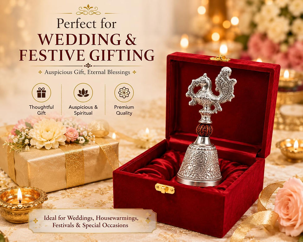 Thumbnail: Handcrafted Peacock Bell with Premium Red Velvet Box 5.5D x 5.5W x 13.5H cm