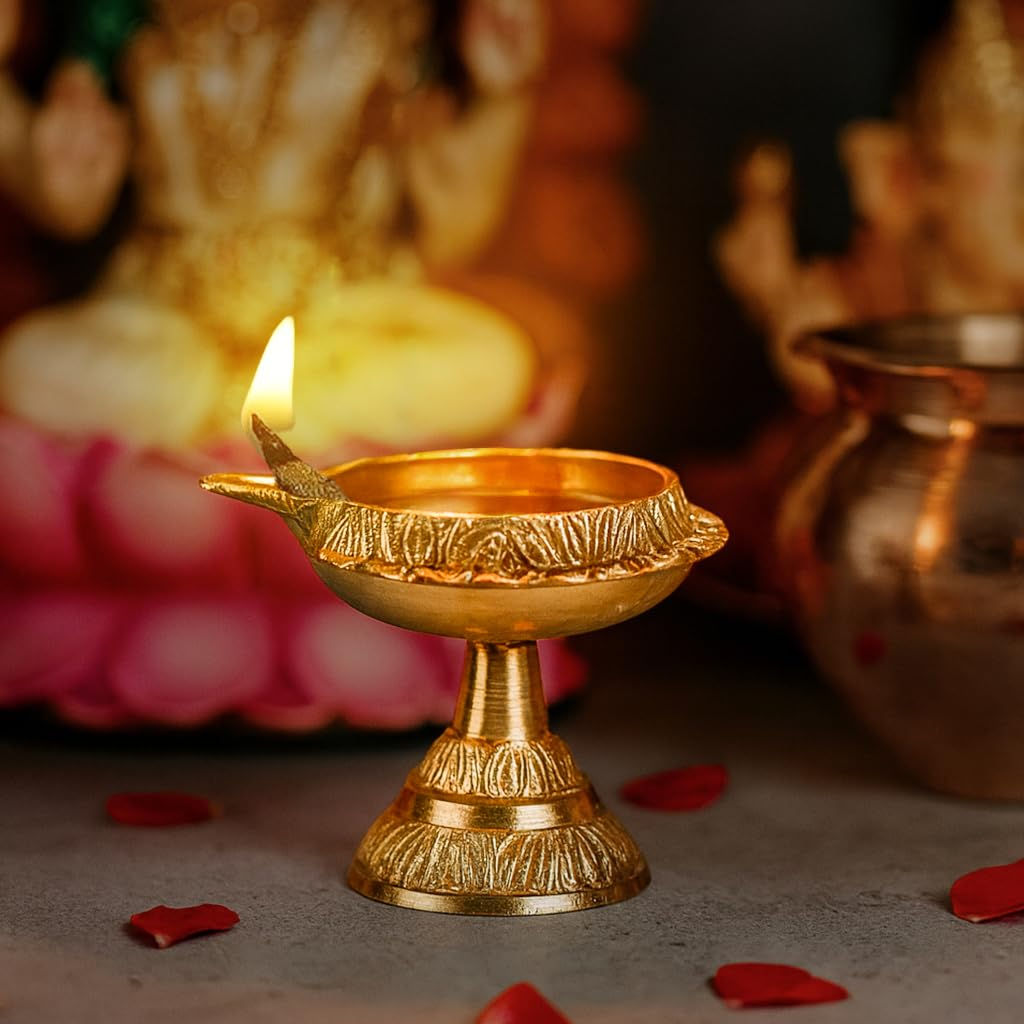 Pure Brass Kuber Diya with Stand Akhand Deepak