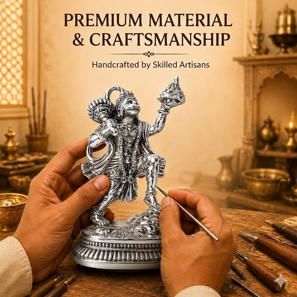 Thumbnail: 999 Silver Plated Hanuman ji Idol with Sanjeevani Mountain - 5.2 Inch