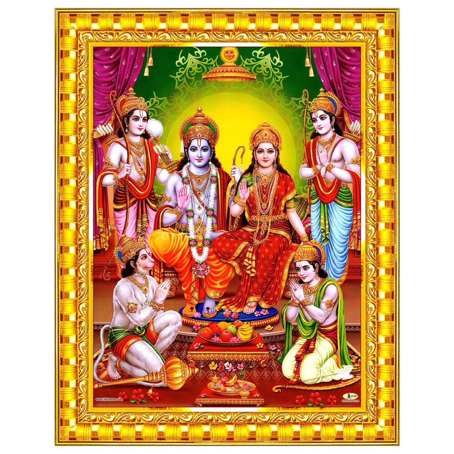 Lord Shri Rama Sita Parivar Family Wall Painting Framed | 6x8 Inch