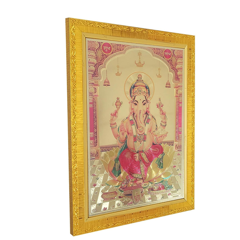 Thumbnail: Lord Ganesh Laxmi Ji Gold Plated God Photo Frame | 9.8x13.3 Inch