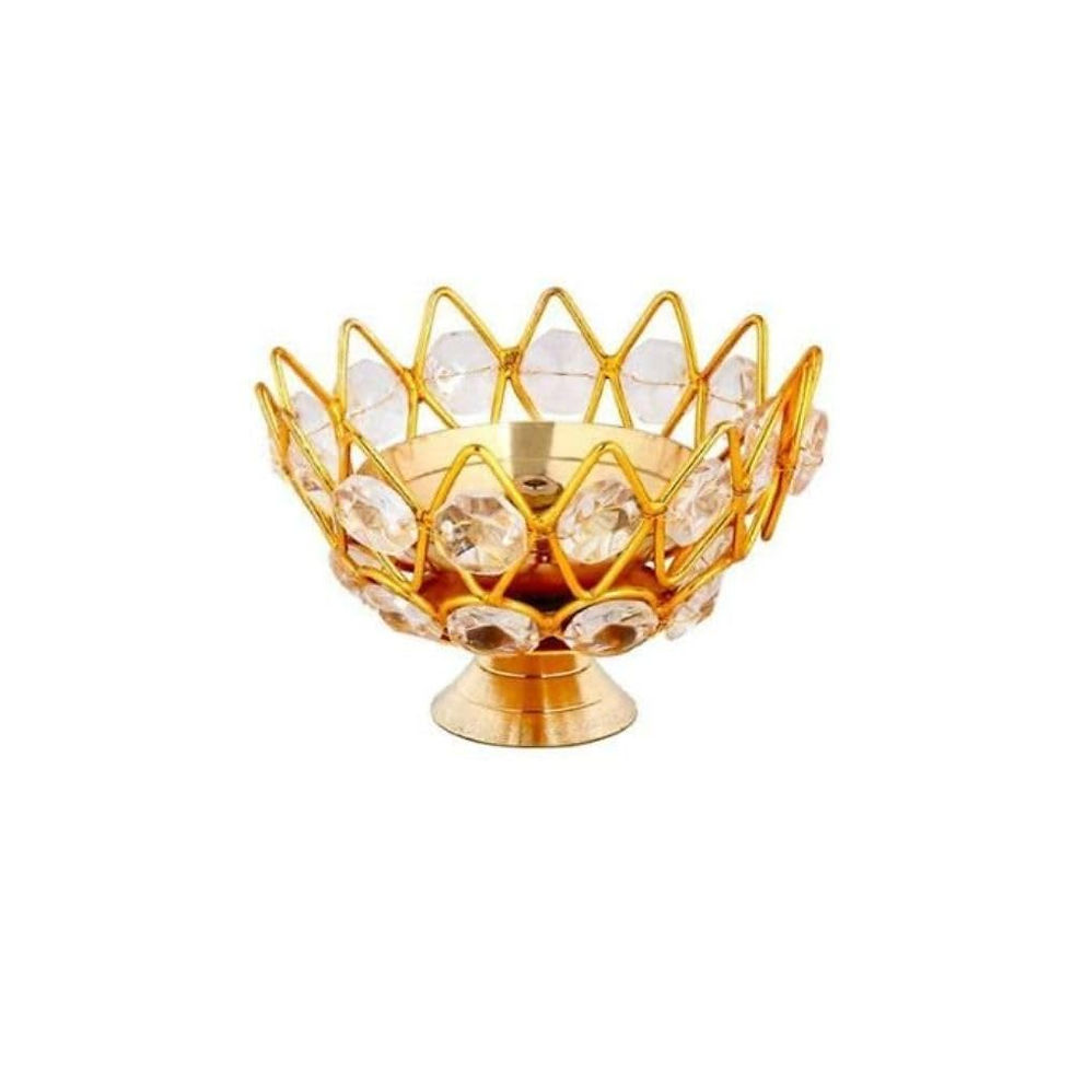 Thumbnail: Vrindavan Handicrafts - Brass Small Kamal Deep Jyoti Oil Lamp | Pack of 4