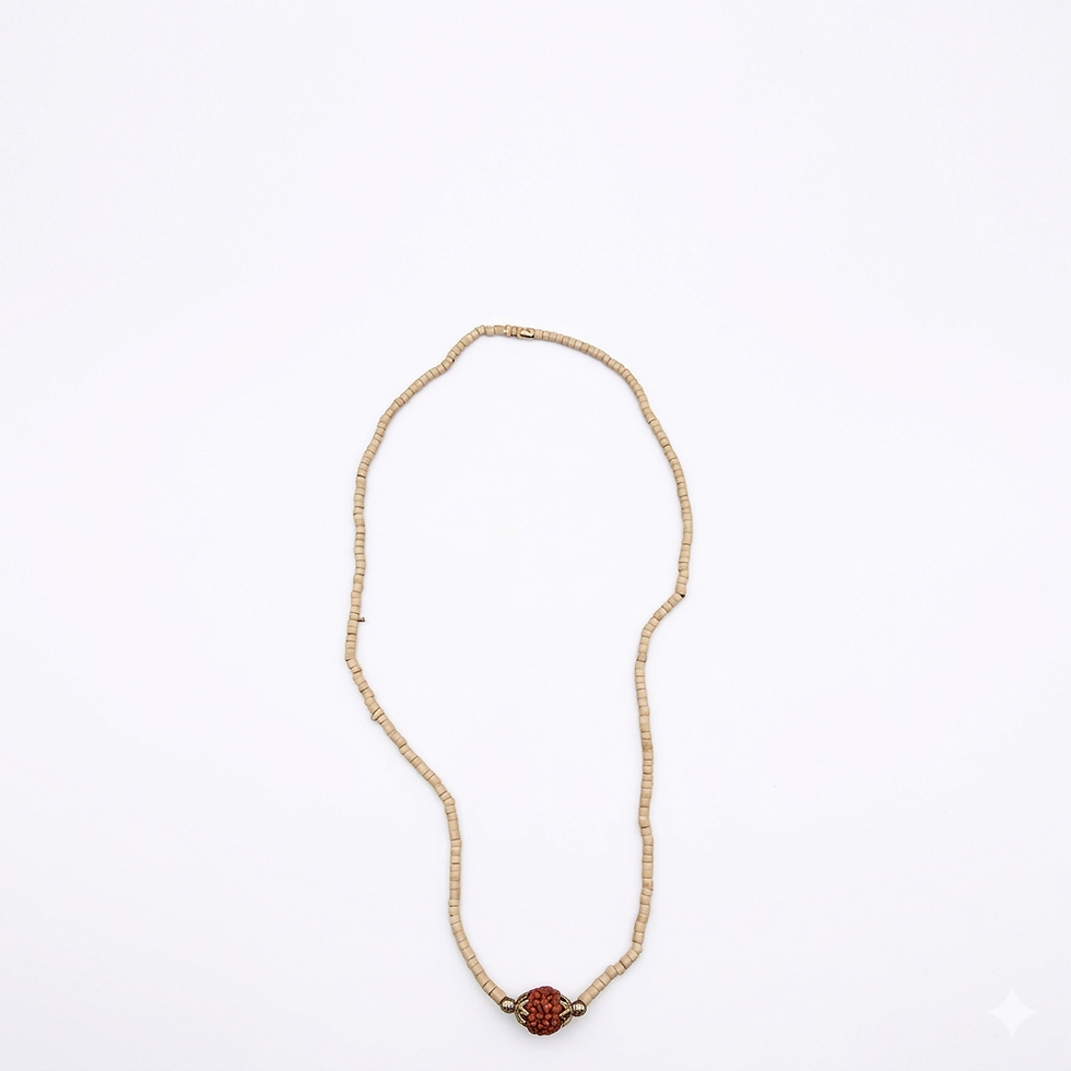 Thumbnail: Vrindavan Handicrafts -Natural Tulsi Mala with Metallic Capped Rudraksha Pendant