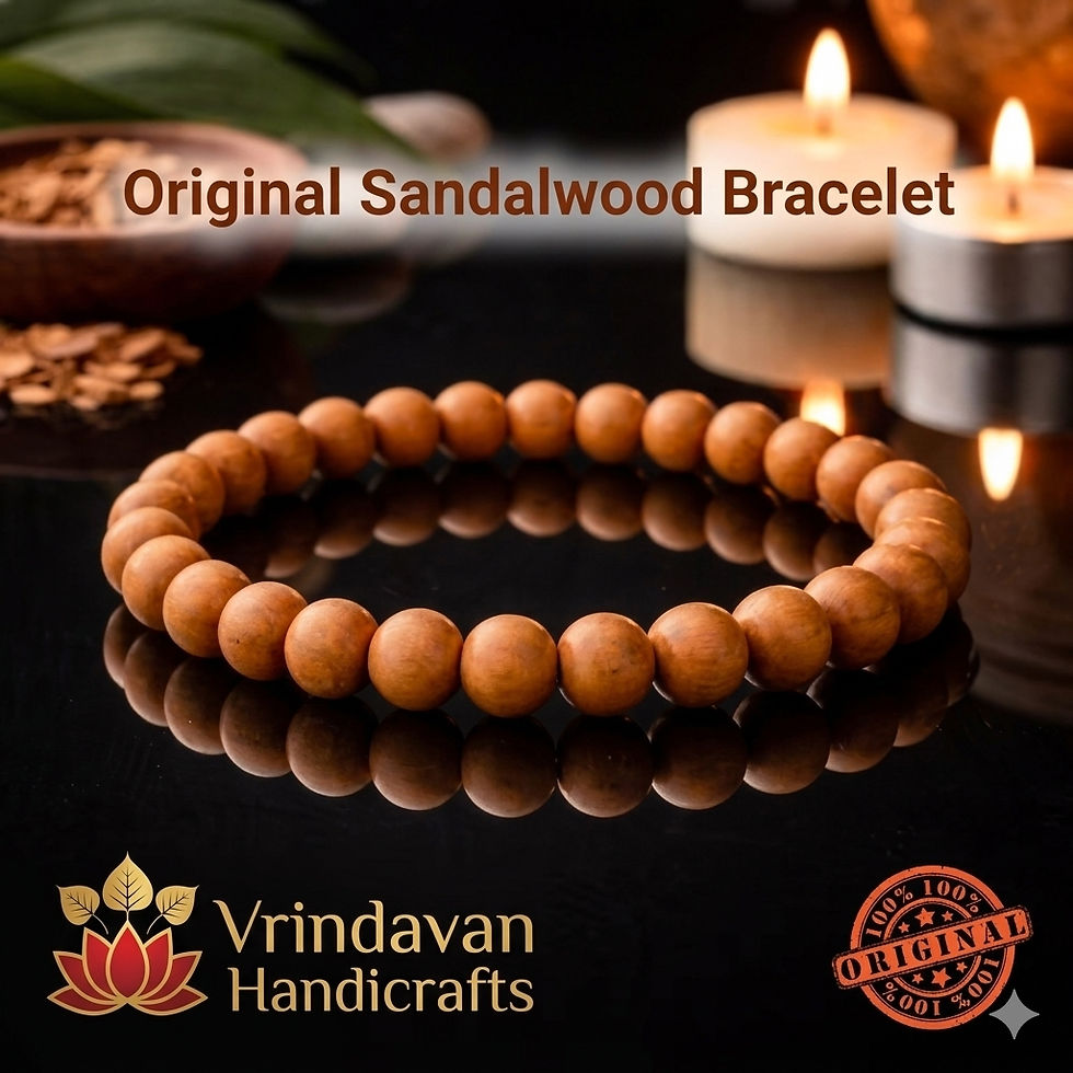 Thumbnail: Vrindavan Handicrafts - 7mm Natural Chandan Beads Bracelet