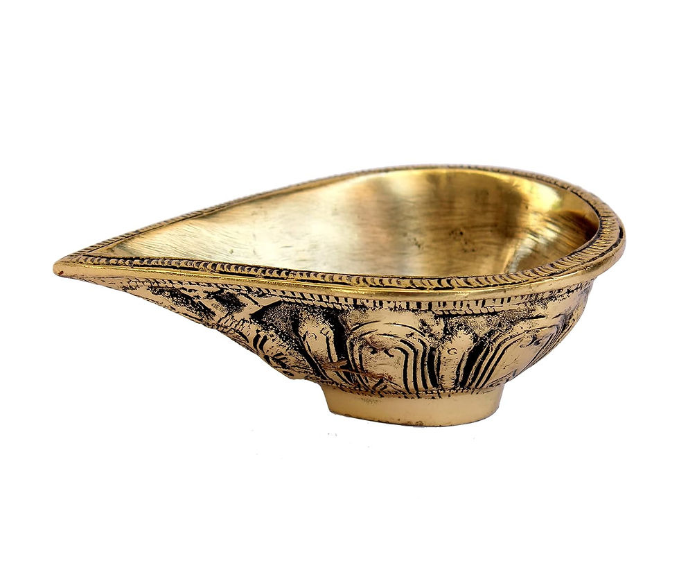 Thumbnail: Vrindavan Handicrafts - Brass Diya Golden - 4.5" Inches Length 