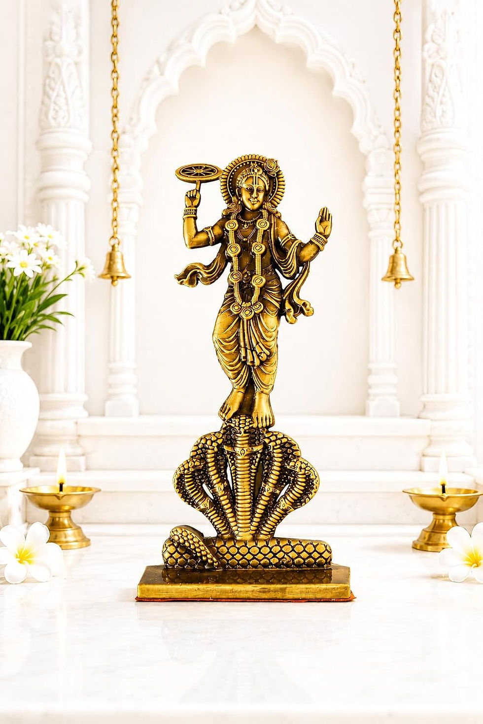 Thumbnail: Vrindavan Handicrafts - Premium Metal Vishnu Bhagwan Murti 