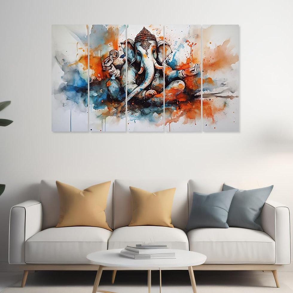Thumbnail: Big Size Multiple Frames, Beautiful Ganesha Wall Painting| 132L x 61W cm