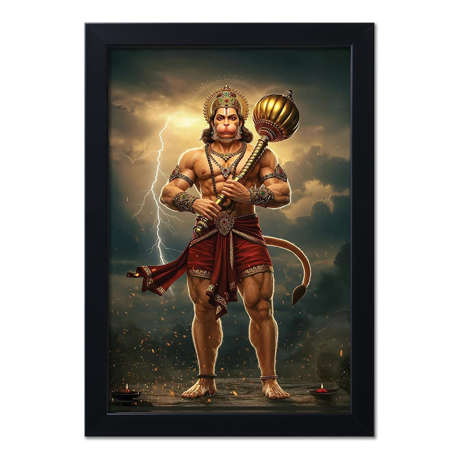 10x14 Inches Frame of Lord Bajrangbali