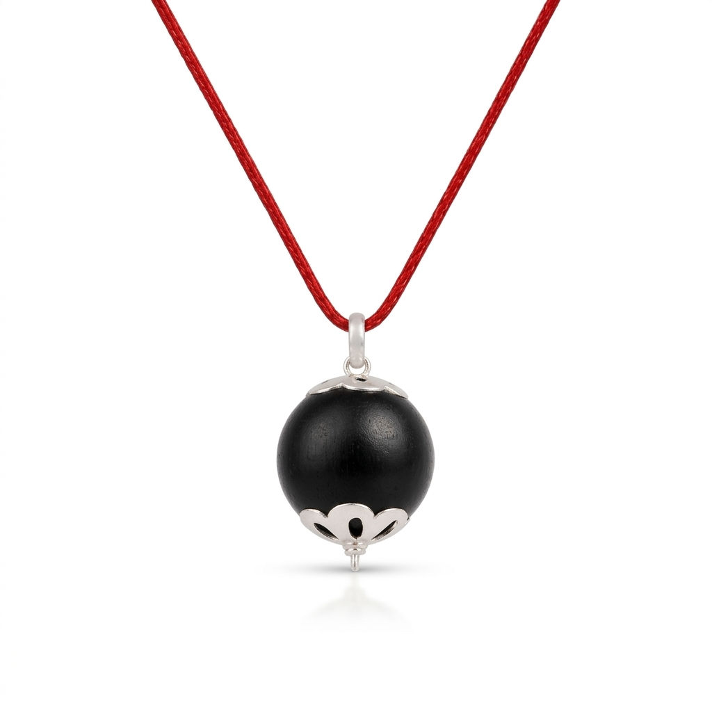 Silver Capped Karungali Bead Pendant 18-20mm
