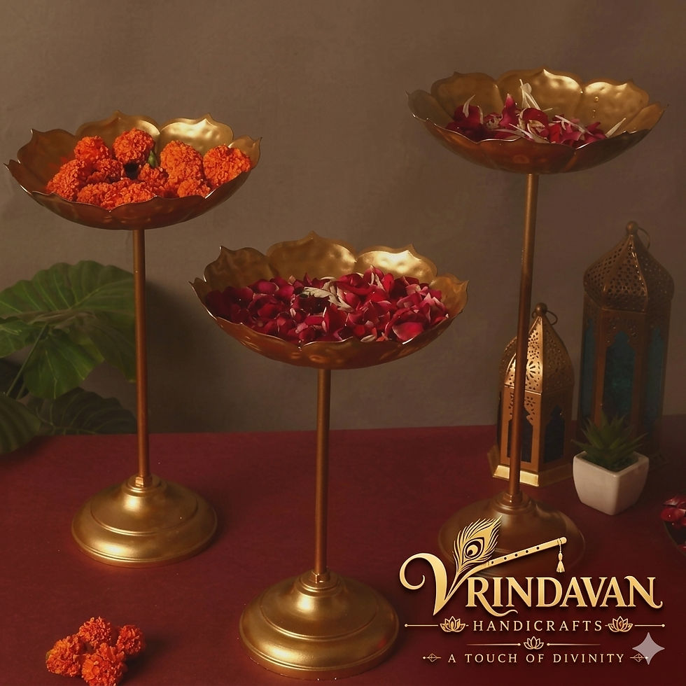 Thumbnail: Luxury Elevated Lotus T-Light & Flower Urli Stands (Set of 3)