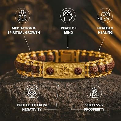 Thumbnail: Gold Plated Essential Rudraksha Bracelet 8.5 Inches Length