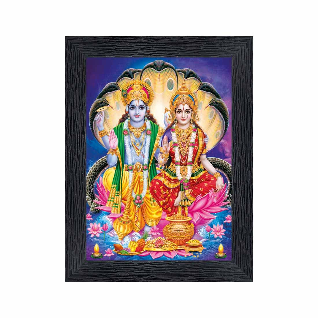 Lord Vishnu Laxmi Mata Wooden Photo Frame With Acrylic Sheet | 6 X 8 INCH