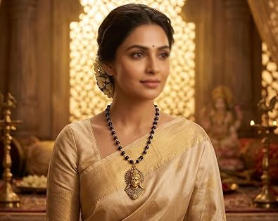 Thumbnail: Gold Plated Hanuman 54 Karungali Beads Mala Necklace