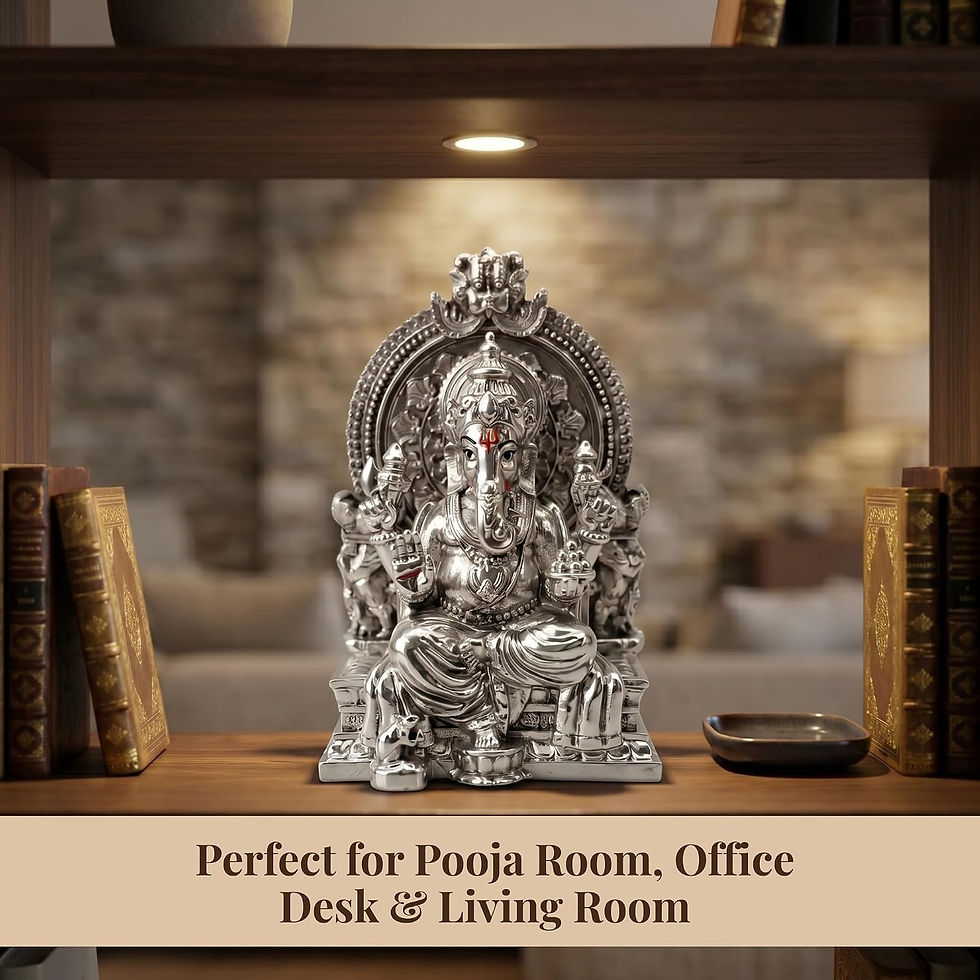 Thumbnail: 3.7 Inch Divine Seated Ganpati Statue on Royal Singhasan