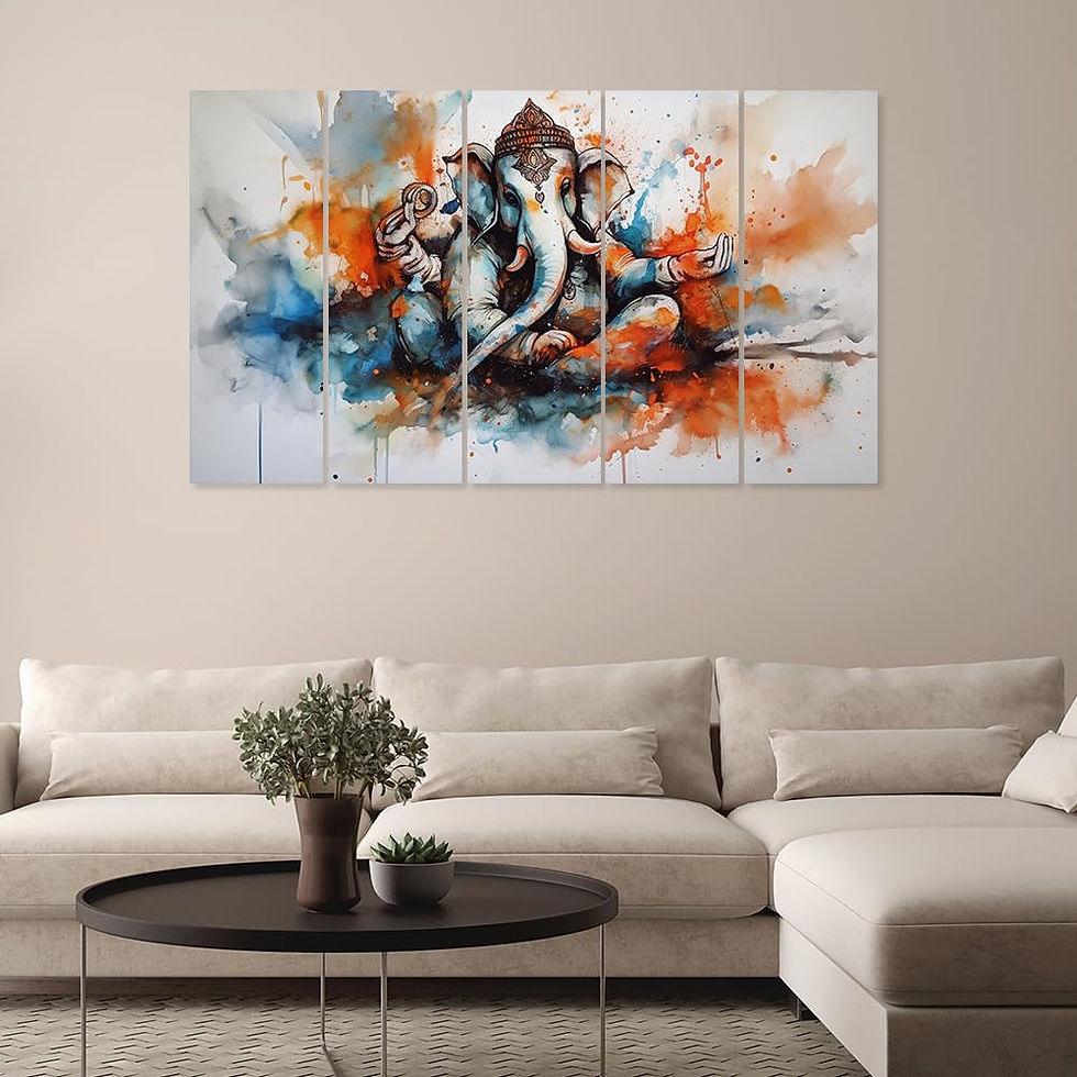 Thumbnail: Big Size Multiple Frames, Beautiful Ganesha Wall Painting| 132L x 61W cm