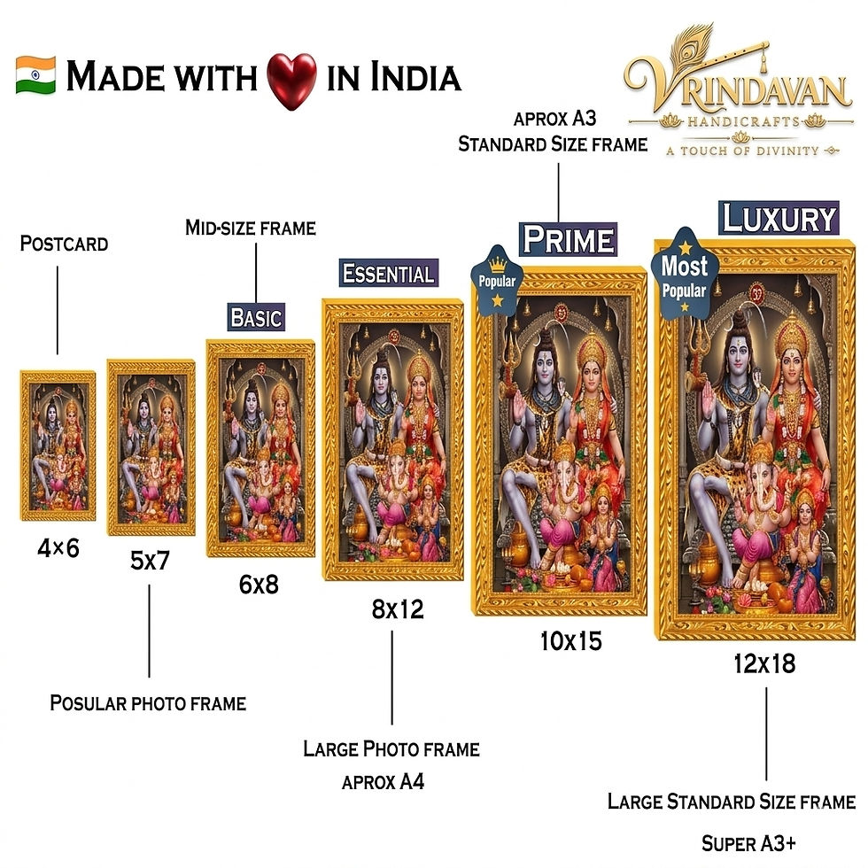 Thumbnail: Vrindavan Handicrafts - 8x12 Inch Shiv Parivar Photo Frame