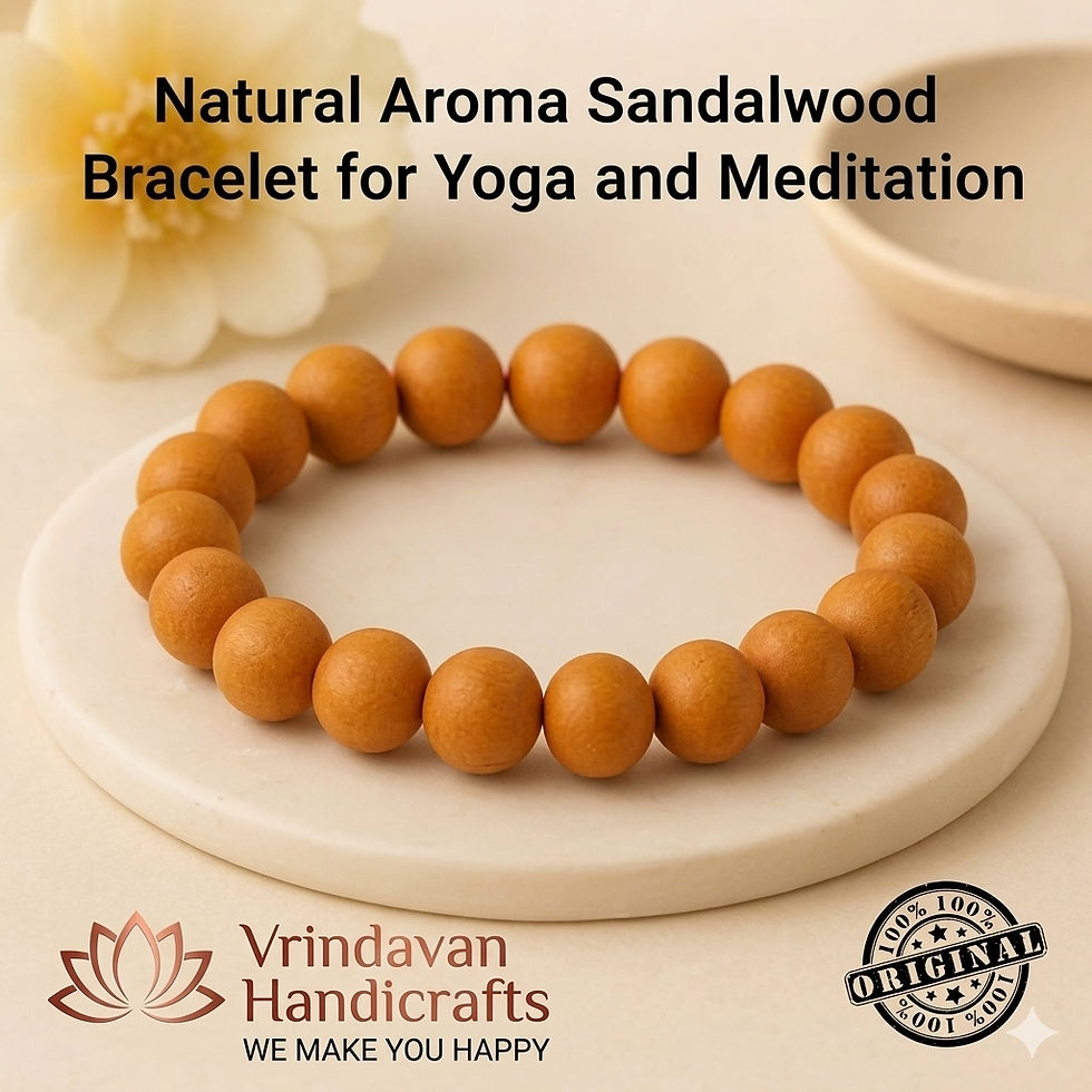 Thumbnail: Vrindavan Handicrafts - 6mm Natural Chandan Beads Bracelet