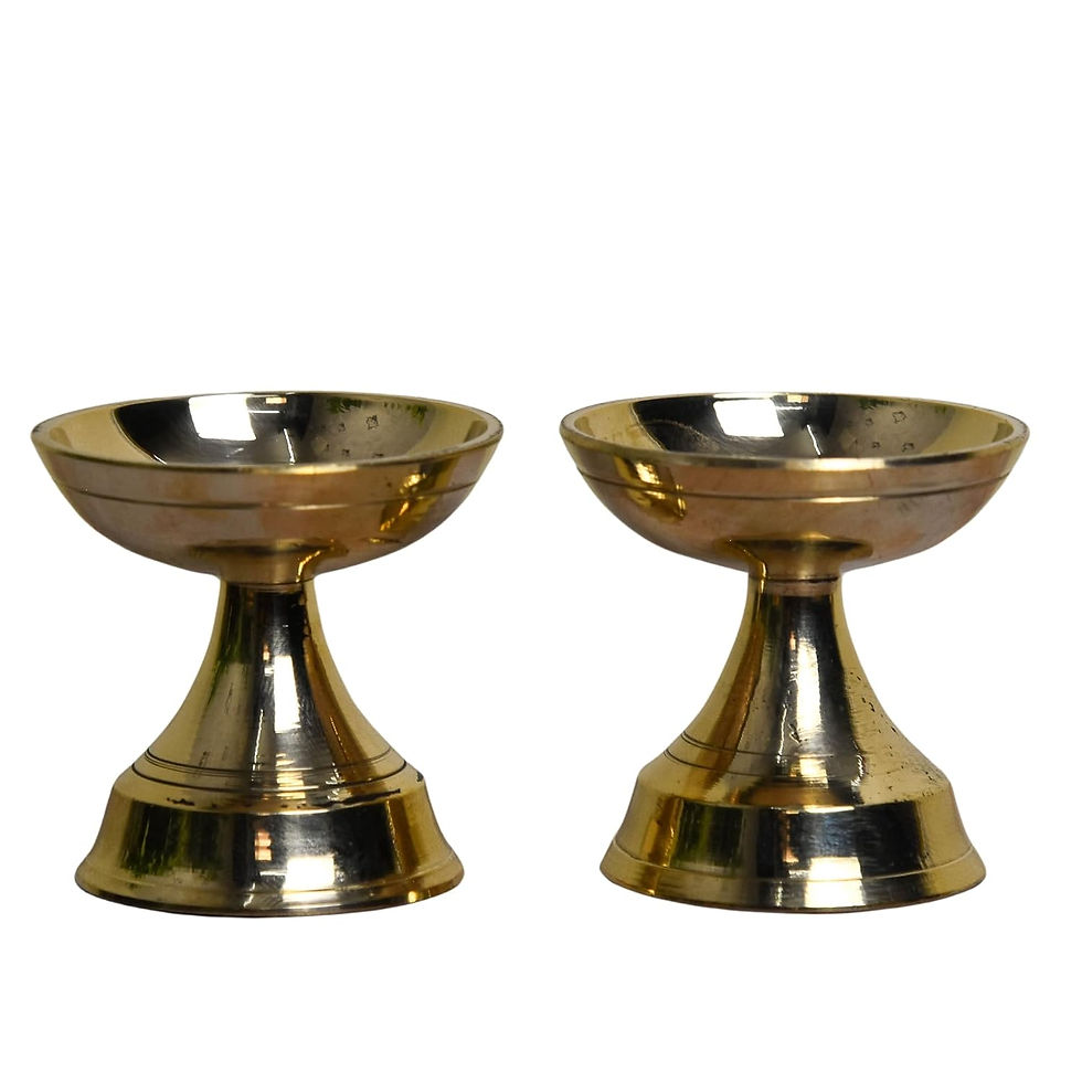 Thumbnail: Vrindavan Handicrafts - Pure Brass Neeranjan Diya |  2 Inches | 160 gm