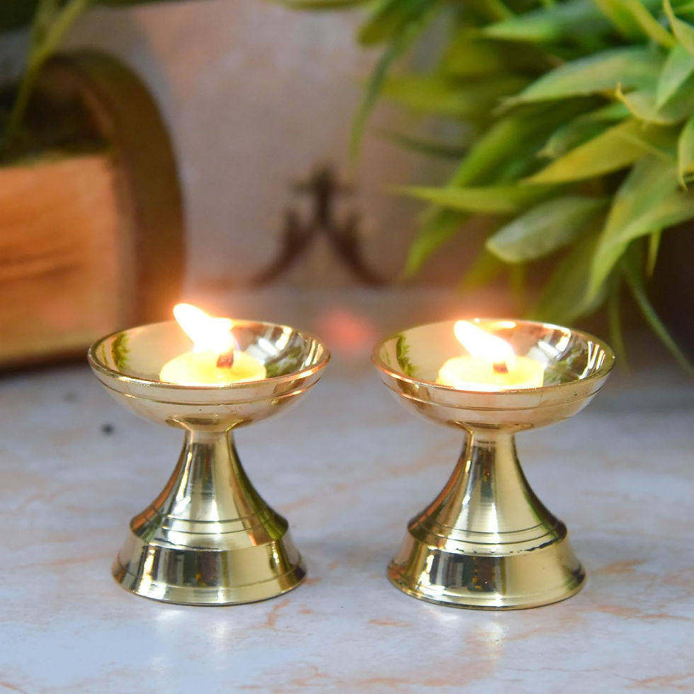 Thumbnail: Vrindavan Handicrafts - Pure Brass Neeranjan Diya |  2 Inches | 160 gm