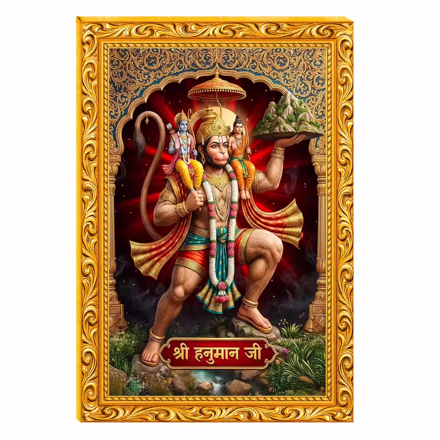 4x6 Inch Panchmukhi Hanuman Ji Photo Frame with Premium Golden Frame