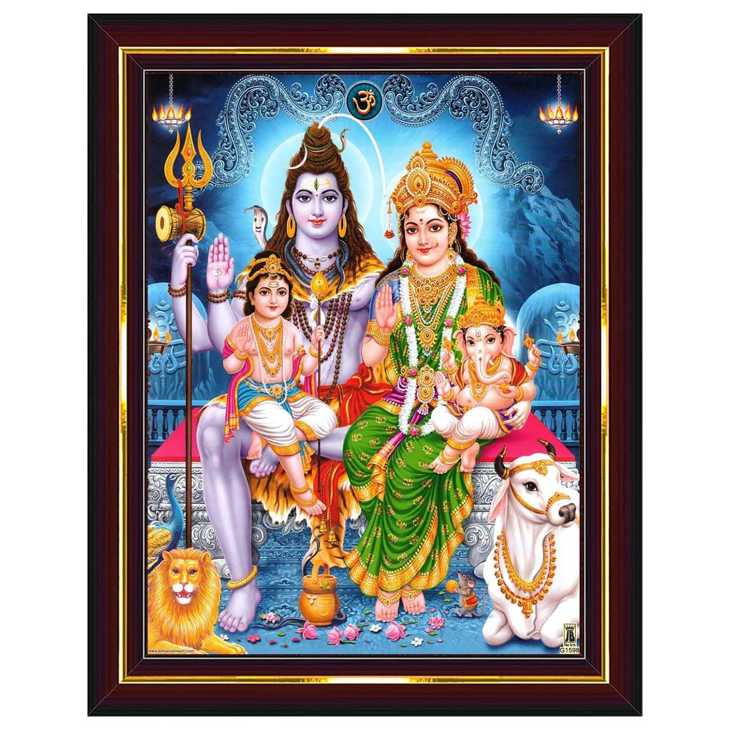 Shiv Parivar Family Siva Parvati Lord Shiva Wall Painting Frame| 6x8 Inch