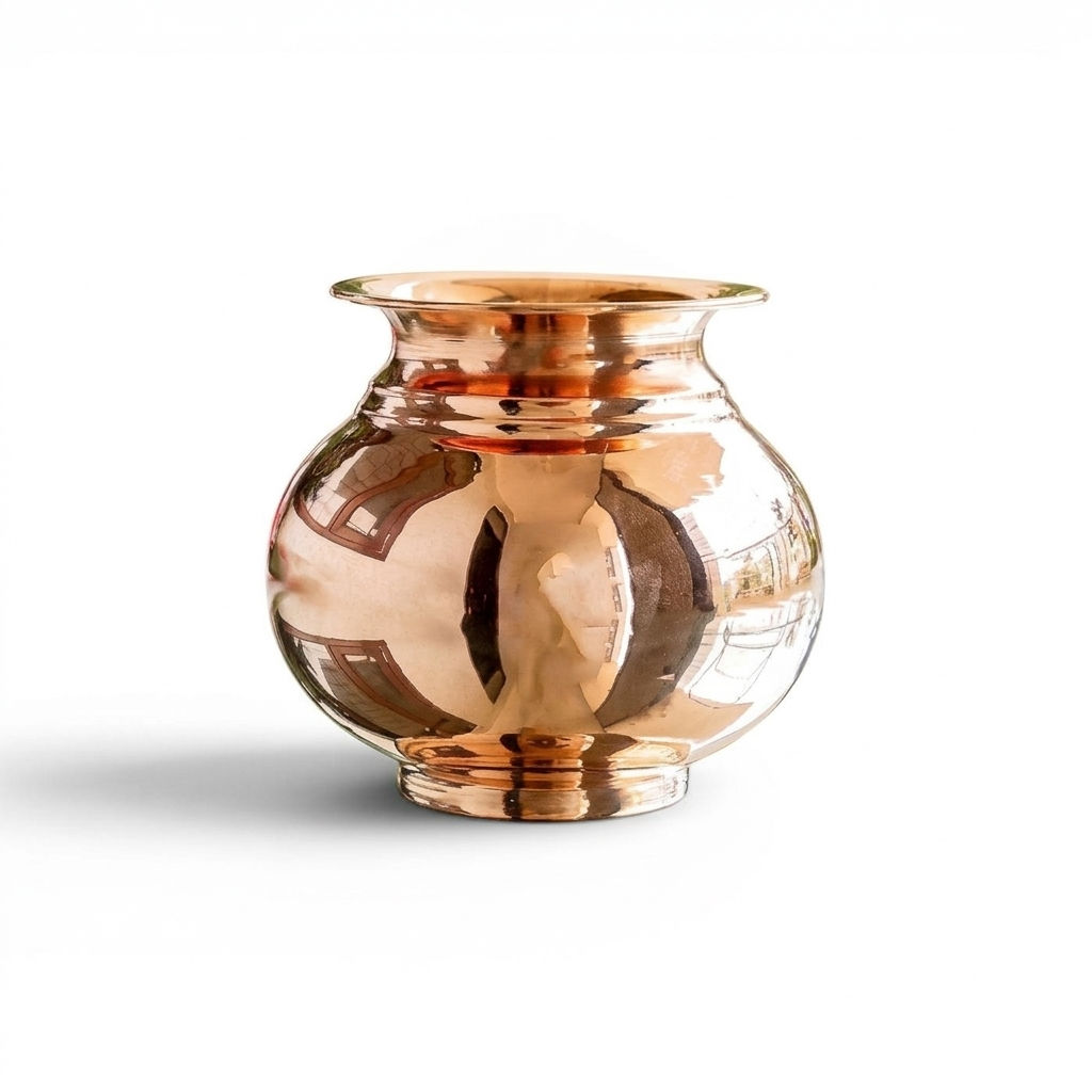 Pure Copper Pooja Kalash Lota with Matka Shaped Shine Design 700ml