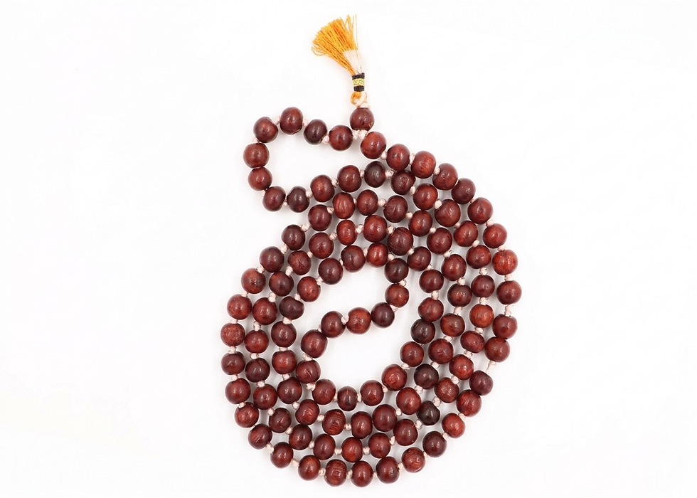 Thumbnail: Rakta Chandan Mala Pure Original (Size: 7mm, Length: 34 inches, Beads: 108+1)
