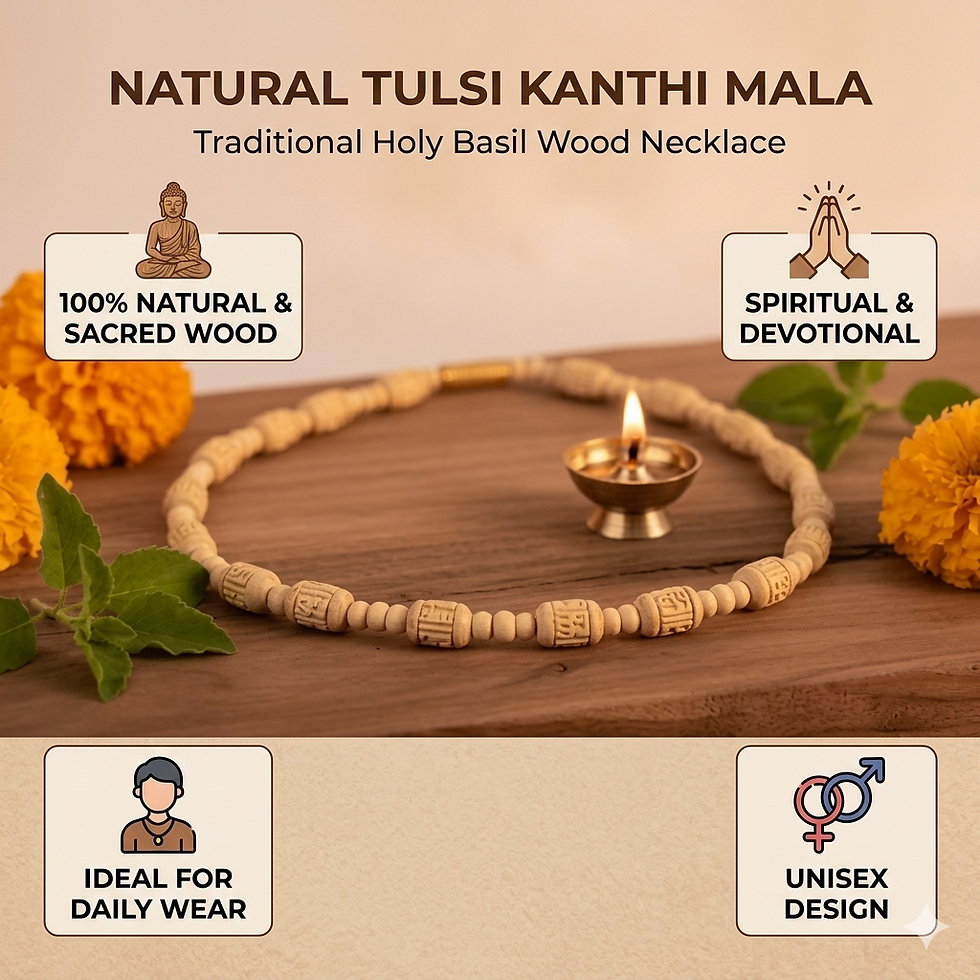 Thumbnail: Vrindavan Handicrafts - Radha Engraved Tulsi Kanthi Mala (1 Round)