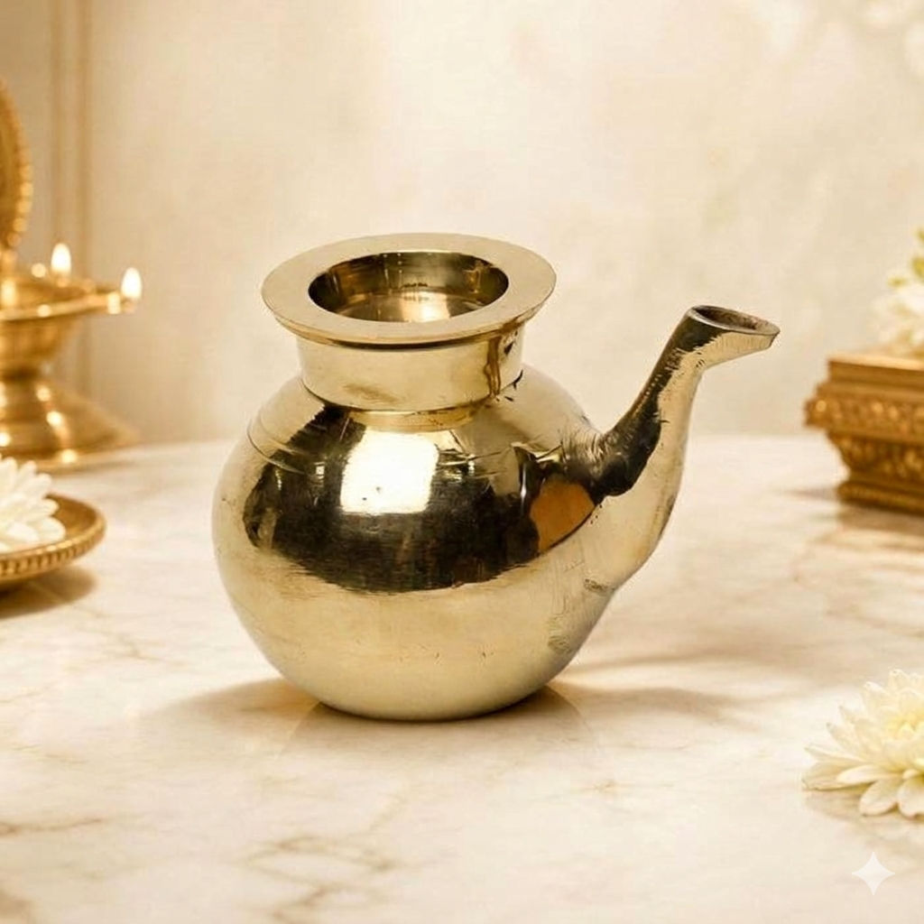 Traditional Brass Lota Lutiya Pooja Kalash 3 Inches, 220gm