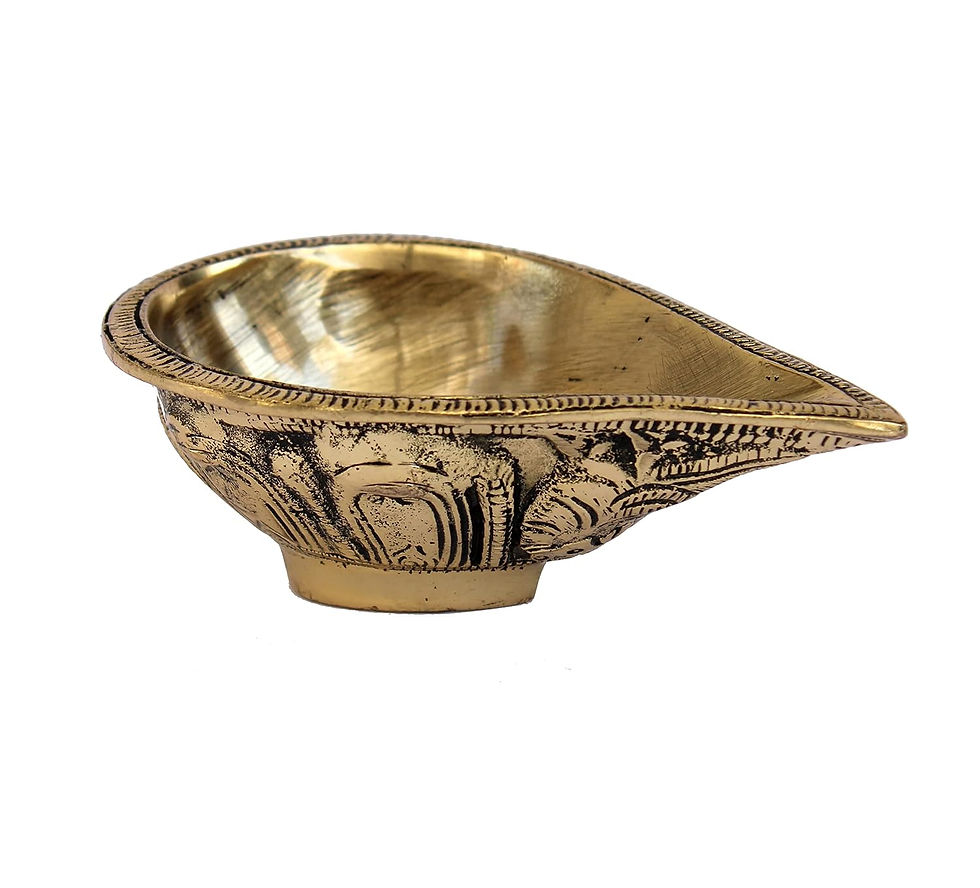Thumbnail: Vrindavan Handicrafts - Brass Diya Golden - 4.5" Inches Length 