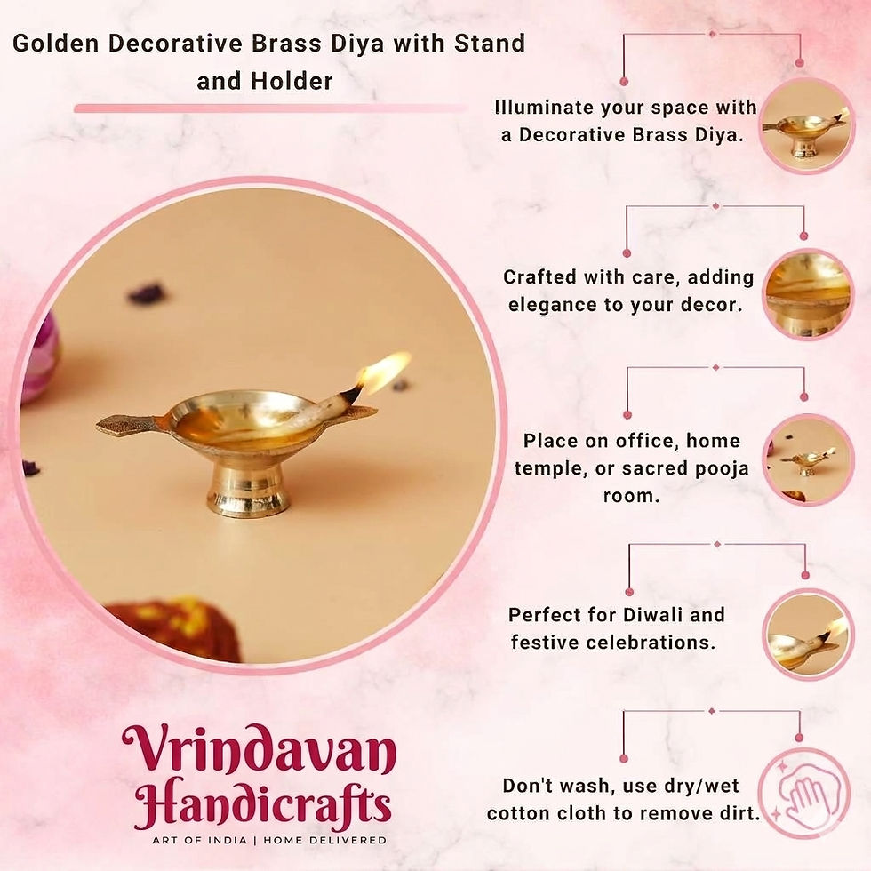 Thumbnail: Vrindavan Handicrafts - Brass Diya with Stand and Holder