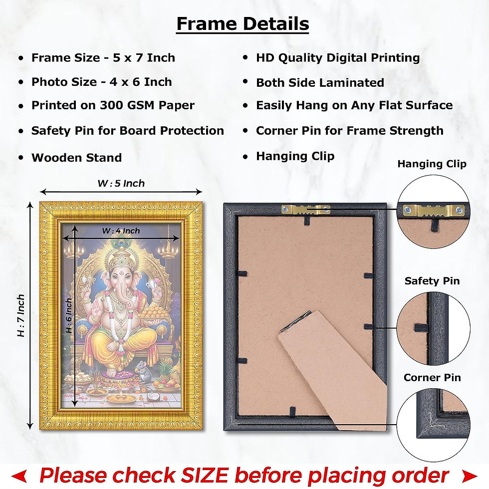 Thumbnail: Vrindavan Handicrafts - Lord Ganesh Photo Frame |  5x7 Inch