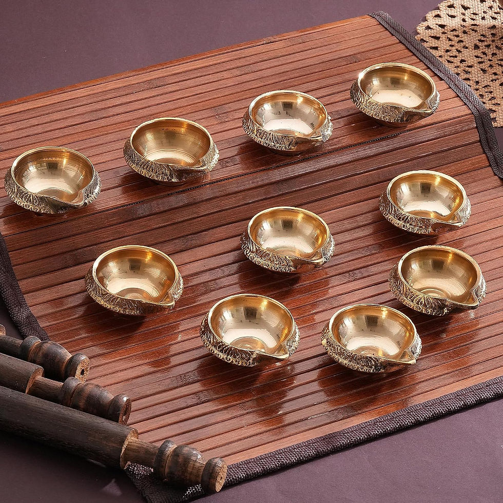 Thumbnail: 100% Pure Brass Diya for Puja - Set of 10 (2 cm X 6.3 cm, Brass)