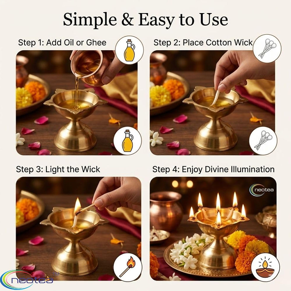 Thumbnail: Decoration Oil Lamp for Pooja and Worship Decoration Pack of 4