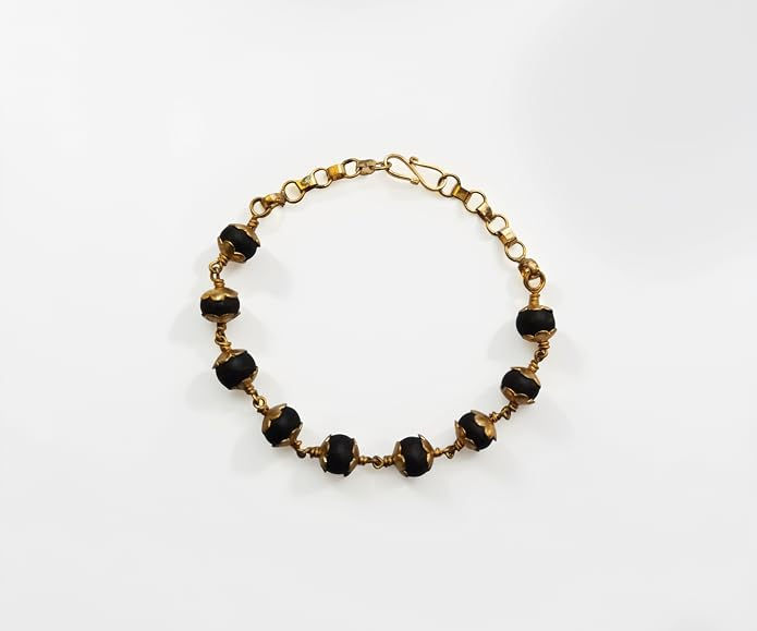 Copper Finish 8mm Natural Karungali (Black Ebony) Bead Bracelet