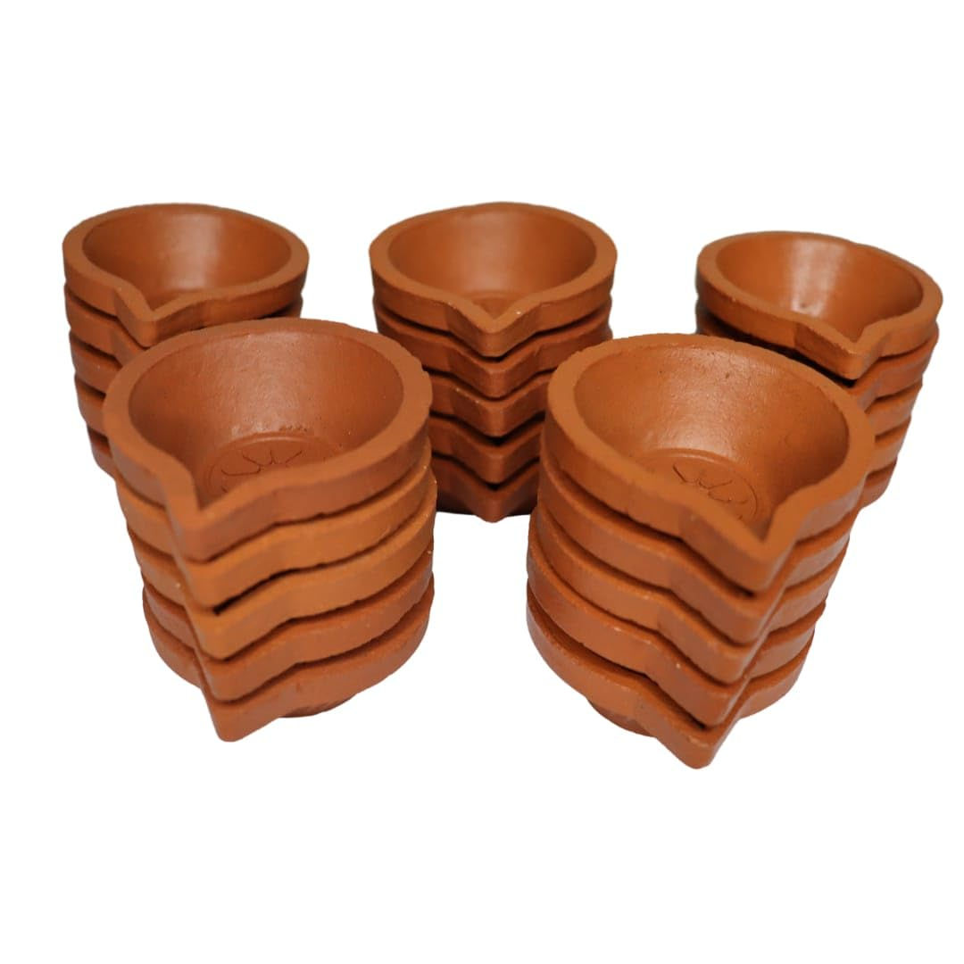 Handmade Terracotta Clay Diya,( Set of 15)